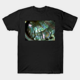 BLACK RAINBOW MOTHER OF PEARL SHELL METALLIC SHIMMER T-Shirt